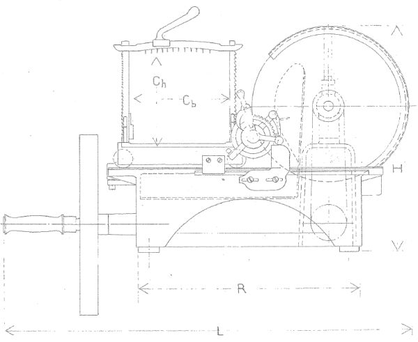 Berkel Model C technische Zeichnung von der Seite